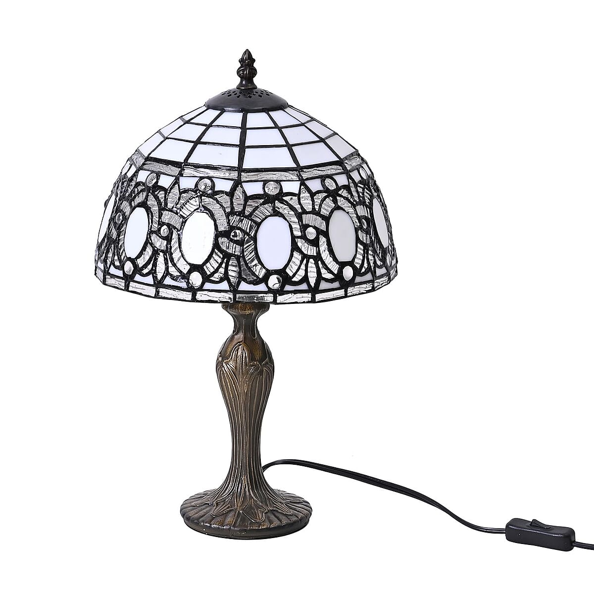 Oval Shaped Pattern 10 Inch Tiffany Inspired Table Lamp (E26 Bulb Not Included) image number 0