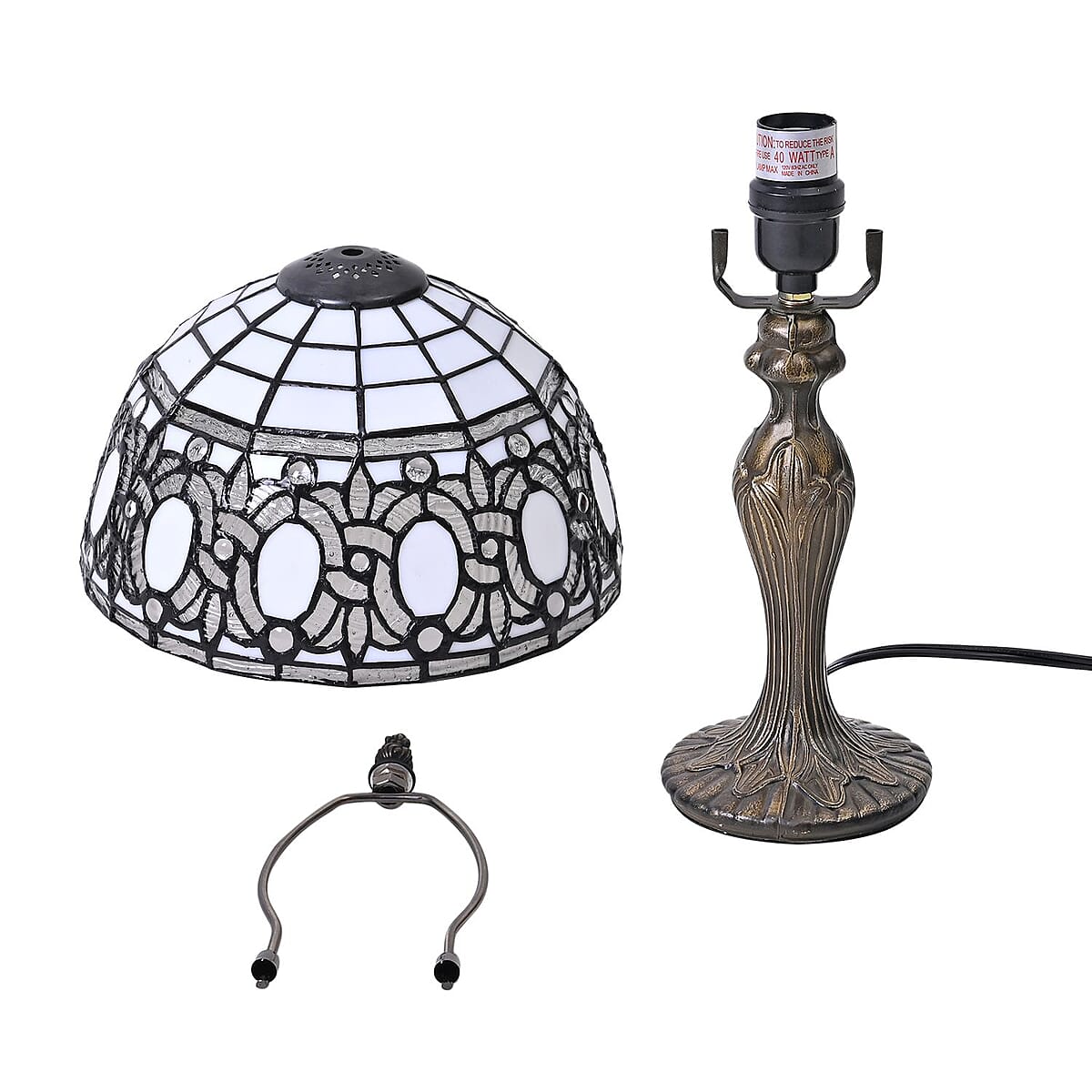 Oval Shaped Pattern 10 Inch Tiffany Inspired Table Lamp (E26 Bulb Not Included) image number 3