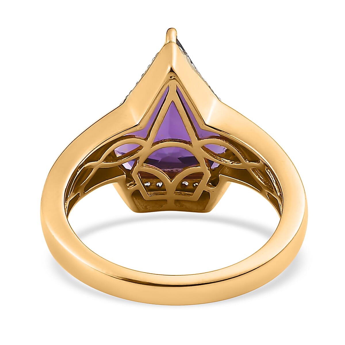 Amethyst and White Zircon Men's Ring in Vermeil Yellow Gold Over Sterling Silver (Size 10.0) 7.35 ctw image number 3
