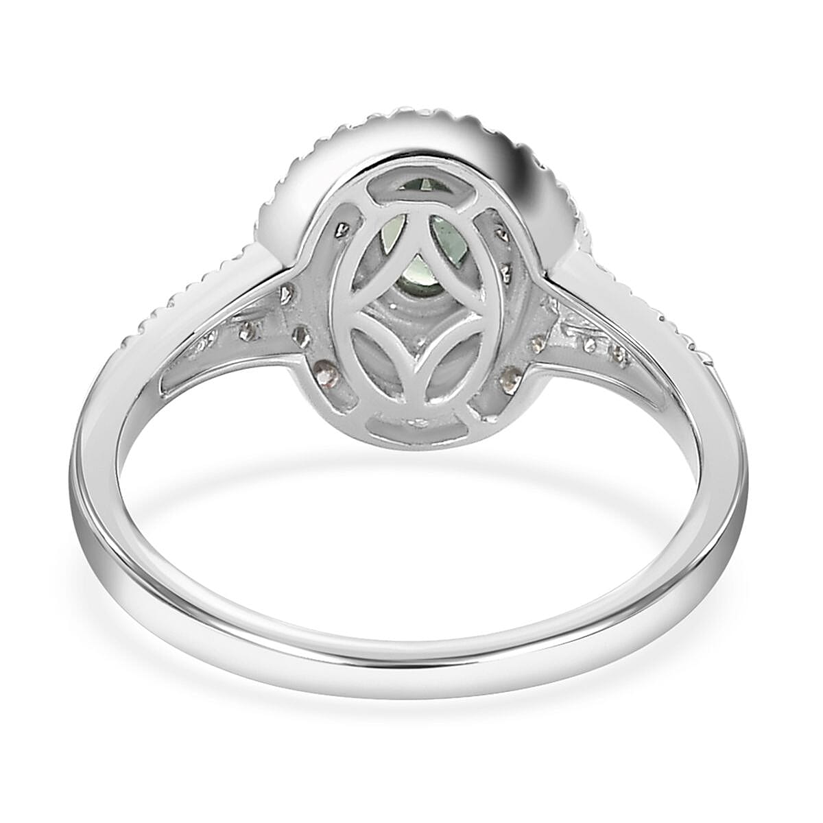 Luxoro 14K White Gold AAA Narsipatnam Alexandrite and Moissanite Double Halo Ring (Size 9.0) 1.10 ctw image number 3
