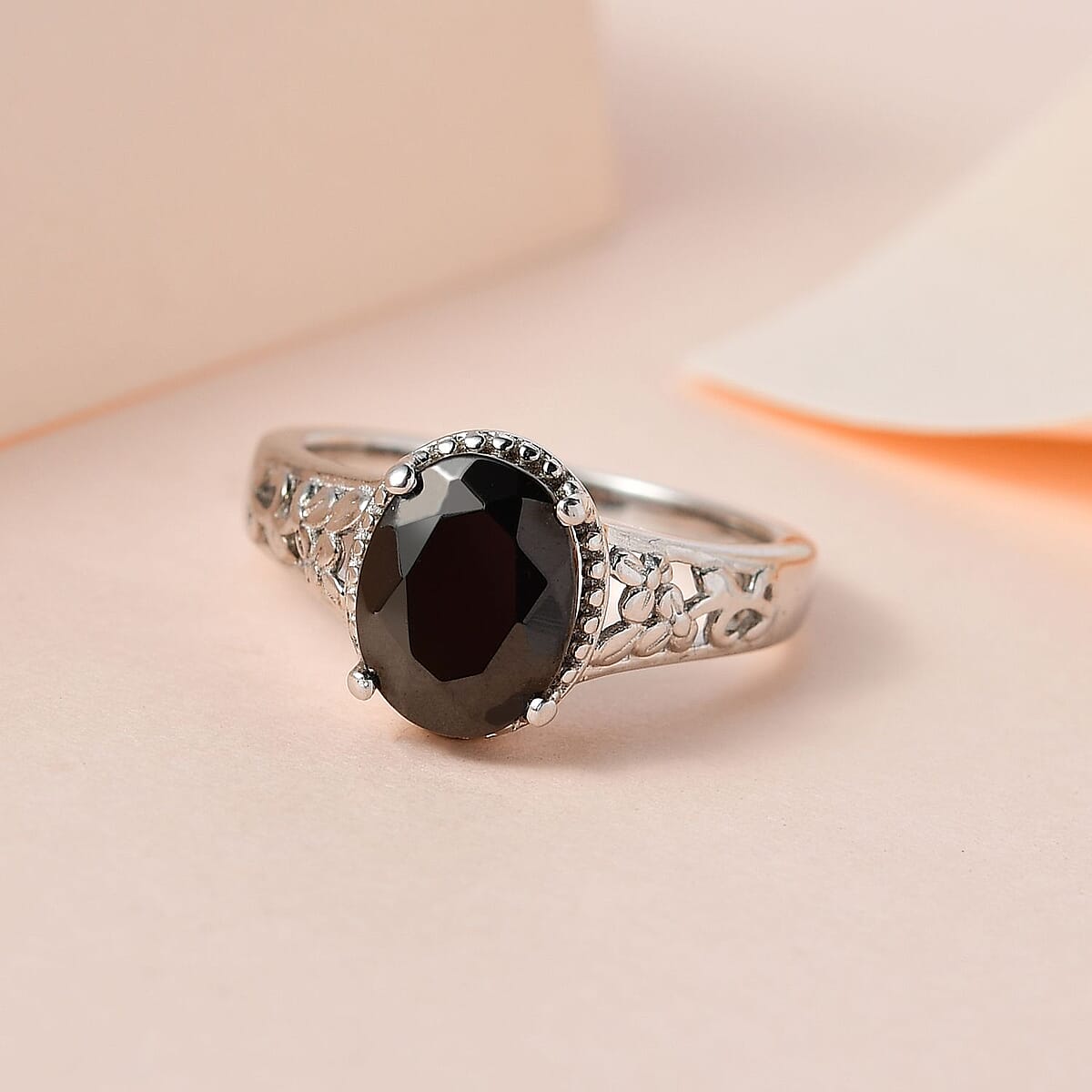 Elite Shungite Solitaire Ring in Platinum Over Copper (Size 7.0) 1.15 ctw image number 1