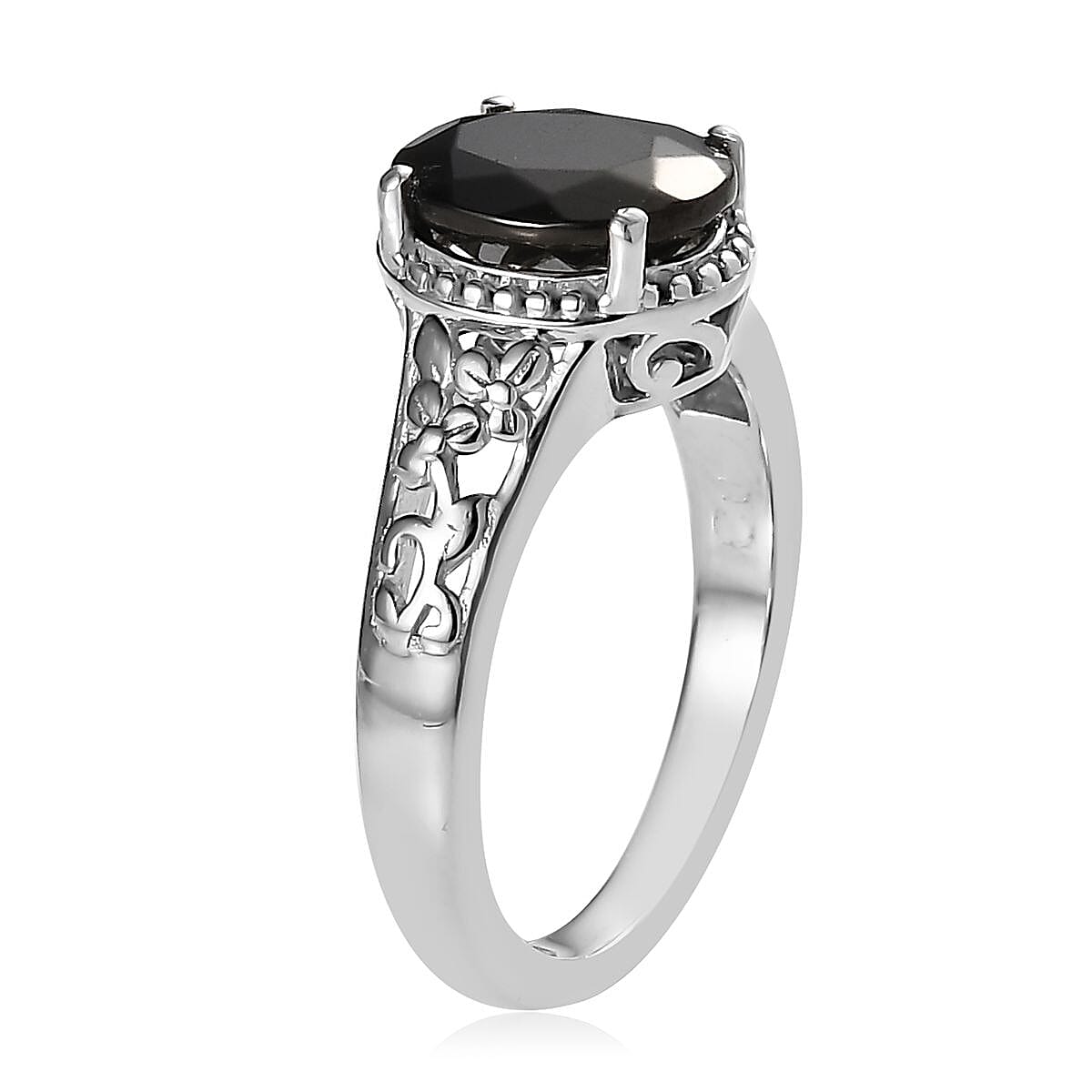 Elite Shungite Solitaire Ring in Platinum Over Copper (Size 7.0) 1.15 ctw image number 3