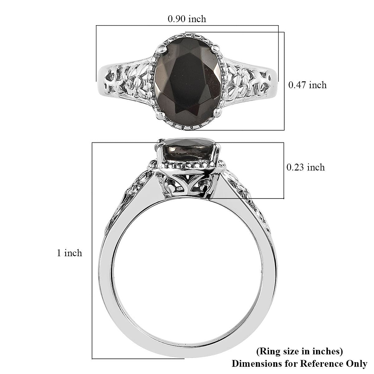 Elite Shungite Solitaire Ring in Platinum Over Copper (Size 7.0) 1.15 ctw image number 5