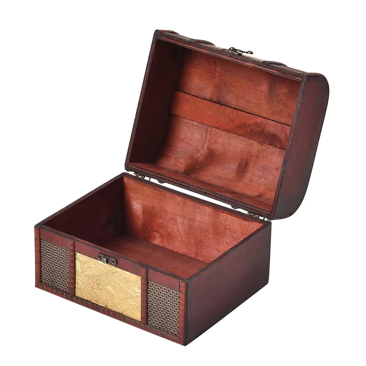 Set of 5 Golden Leaf Embossed MDF and Faux Leather Mixing Exquisite Jewelry Chest Box