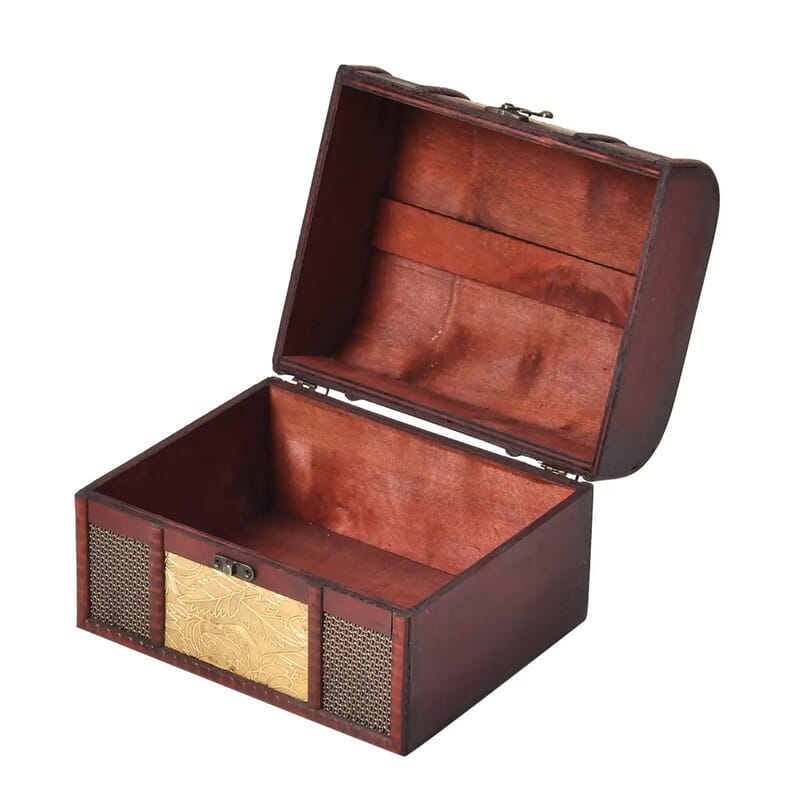 Set of 5 Golden Leaf Embossed MDF and Faux Leather Mixing Exquisite Jewelry Chest Box