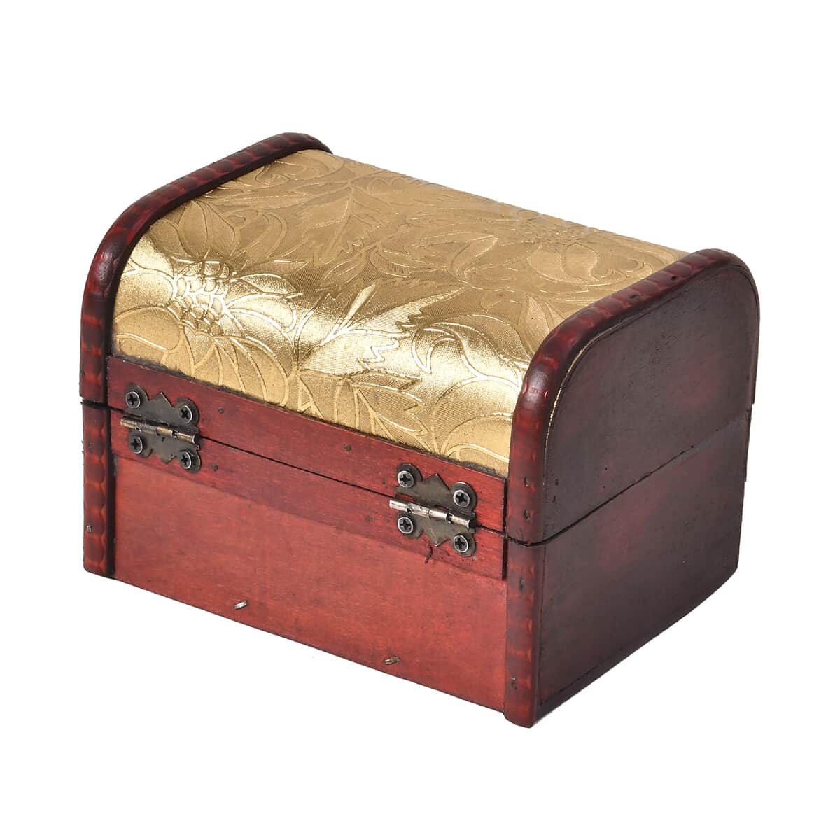 Doorbuster Set of 5 Golden Leaf Embossed MDF and Faux Leather Mixing Exquisite Jewelry Chest Box (8.7"x7.1"x6.3" - 3"x1.8"x2") image number 7