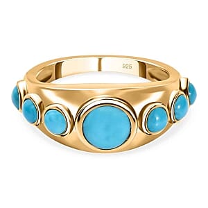 Sleeping Beauty Turquoise 1.52 ctw Ring in 14K Yellow Gold Over Sterling Silver (Size 5.5)