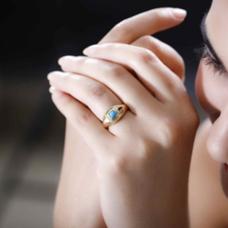 Sleeping Beauty Turquoise 0.32 ctw Ring in 14K YG Over Sterling Silver (Size 9)