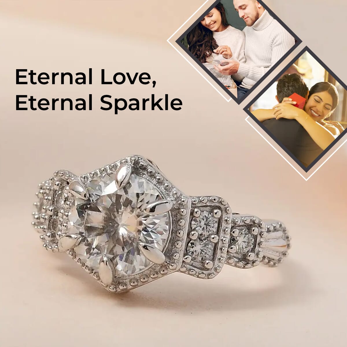 120 Facet Moissanite Ring in Platinum Over Sterling Silver 2.10 ctw image number 1