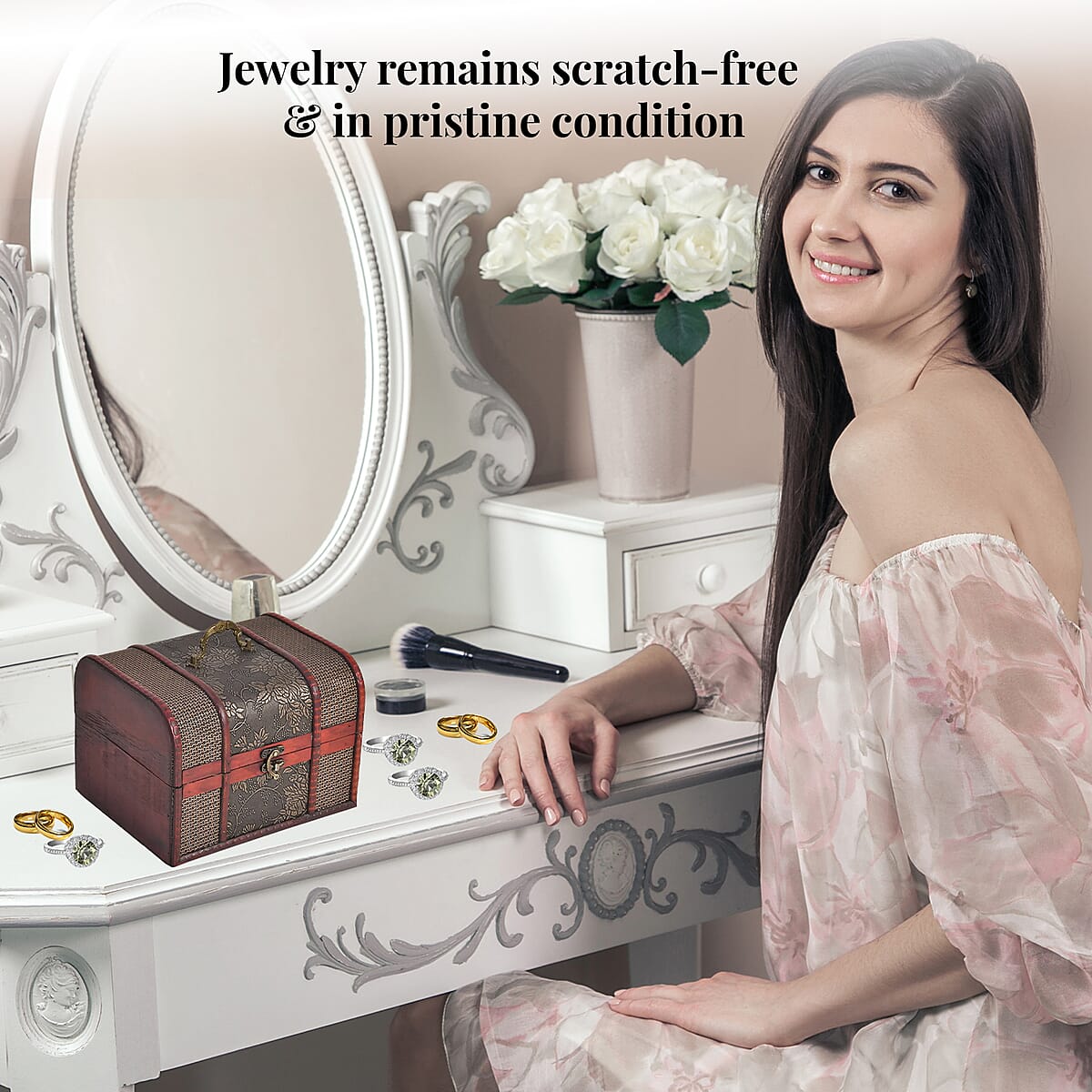 Set of 5 Diamond Embossed MDF and Faux Leather Exquisite Exquisit Jewelry Chest Box image number 1