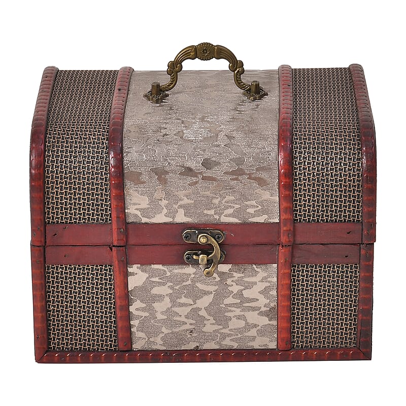 Set of 5 Silver Floral Embossed MDF and Faux Leather Mixing Exquisite Jewelry Chest Box