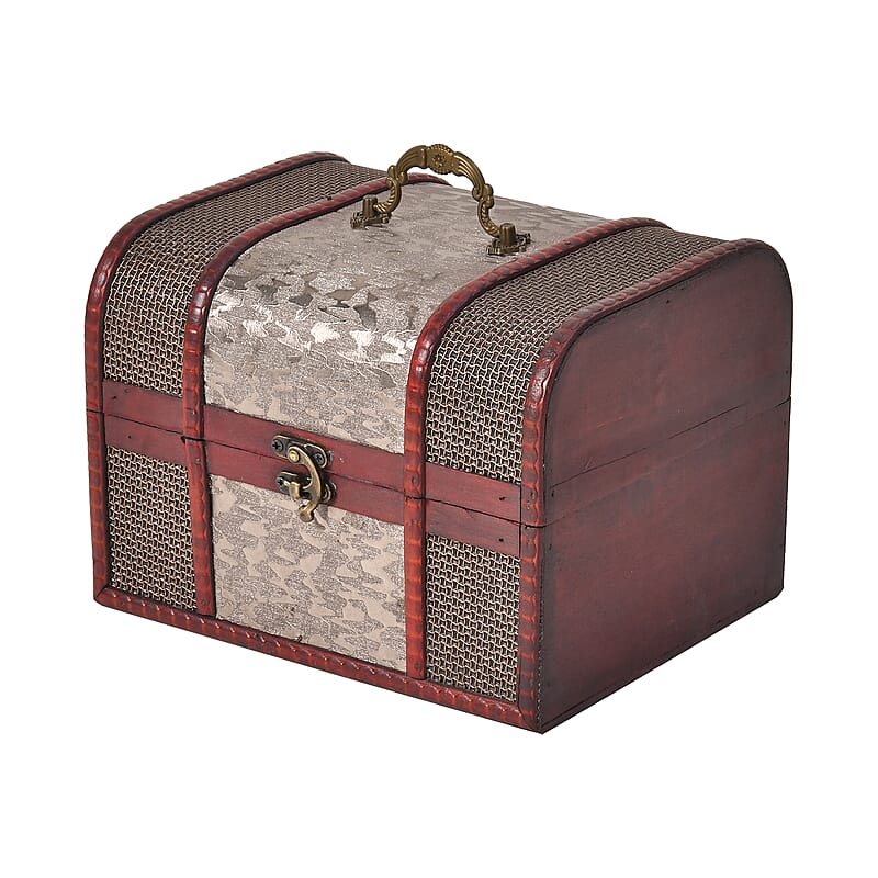 Set of 5 Silver Floral Embossed MDF and Faux Leather Mixing Exquisite Jewelry Chest Box