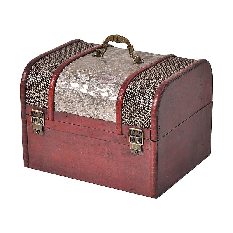 Set of 5 Silver Floral Embossed MDF and Faux Leather Mixing Exquisite Jewelry Chest Box
