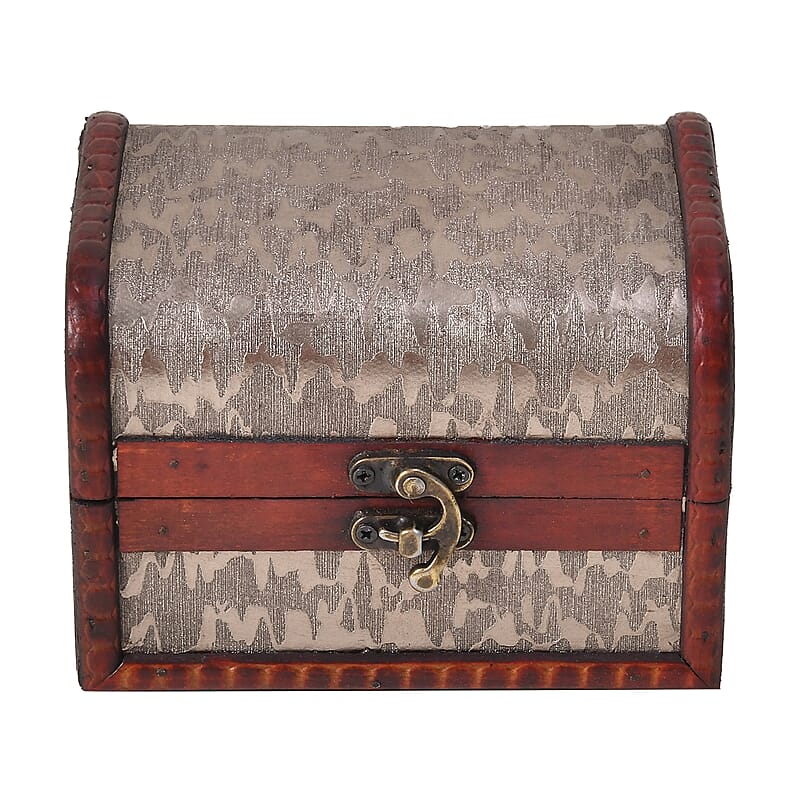 Set of 5 Silver Floral Embossed MDF and Faux Leather Mixing Exquisite Jewelry Chest Box