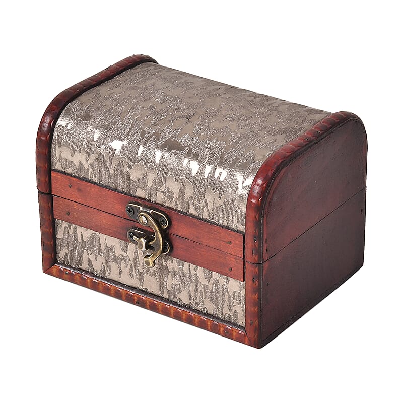 Set of 5 Silver Floral Embossed MDF and Faux Leather Mixing Exquisite Jewelry Chest Box