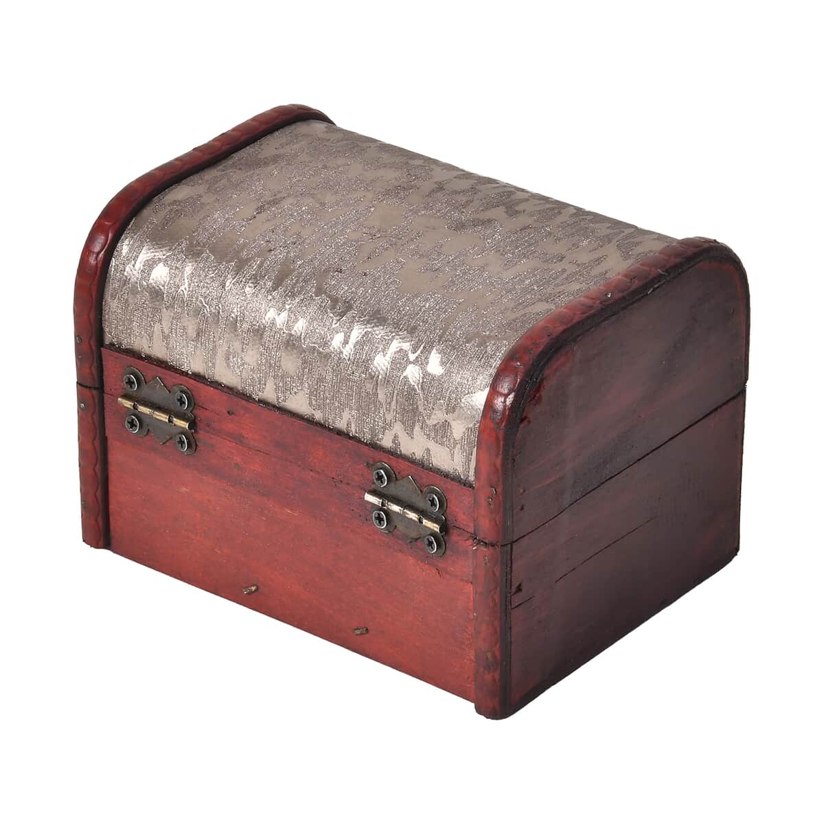 Set of 5 Silver Floral Embossed MDF and Faux Leather Mixing Exquisite Jewelry Chest Box image number 7