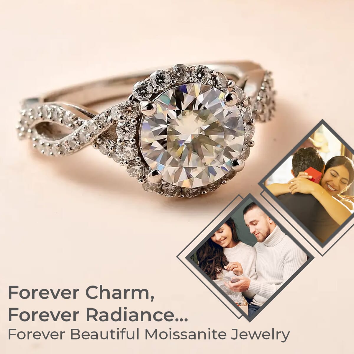 Moissanite Infinity Shank Ring in Platinum Over Sterling Silver 2.60 ctw image number 1