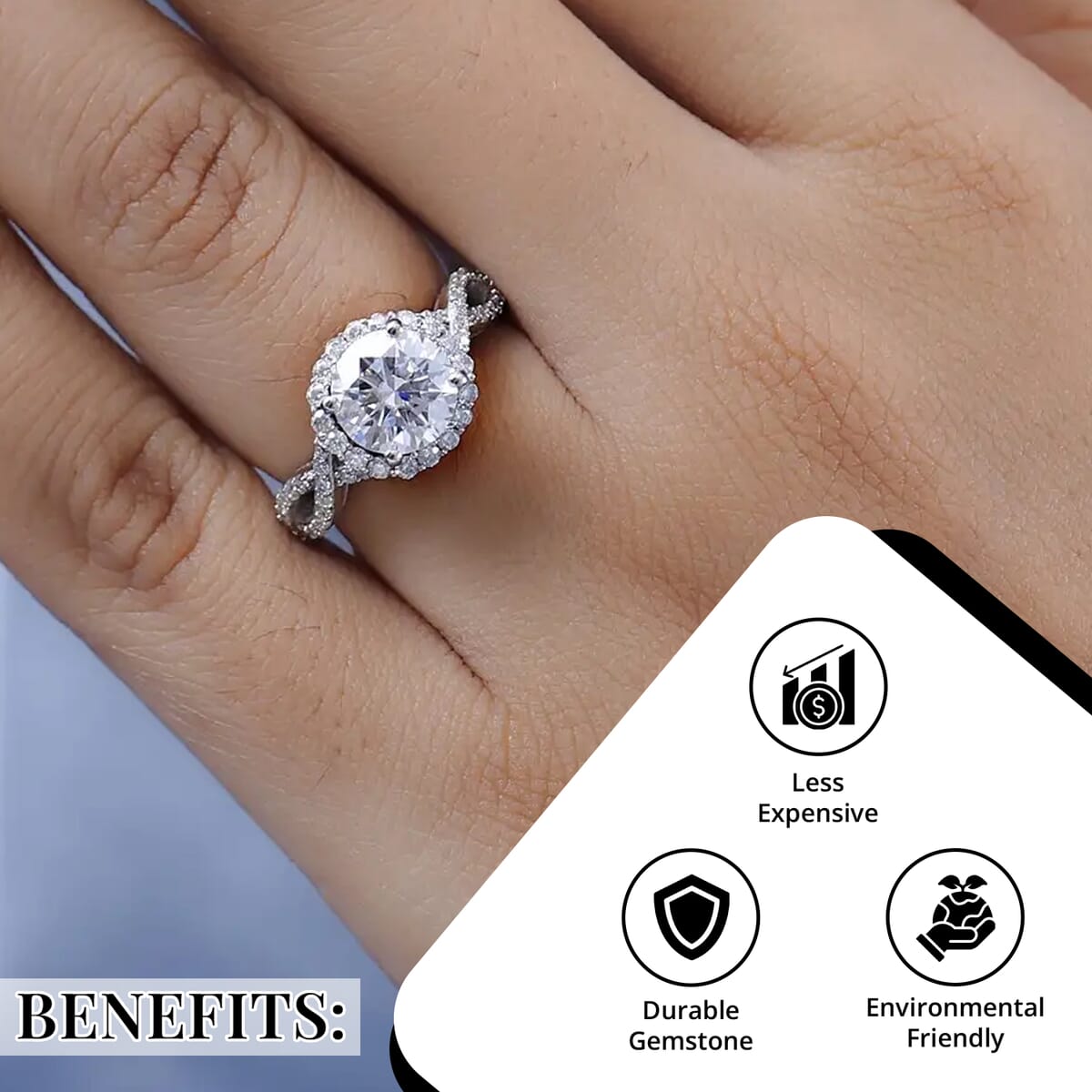 Moissanite Infinity Shank Ring in Platinum Over Sterling Silver 2.60 ctw image number 3
