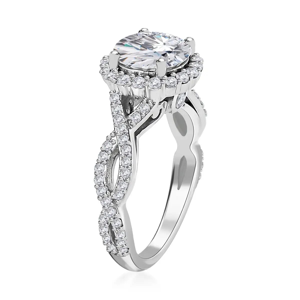Moissanite Infinity Shank Ring in Platinum Over Sterling Silver 2.60 ctw image number 4