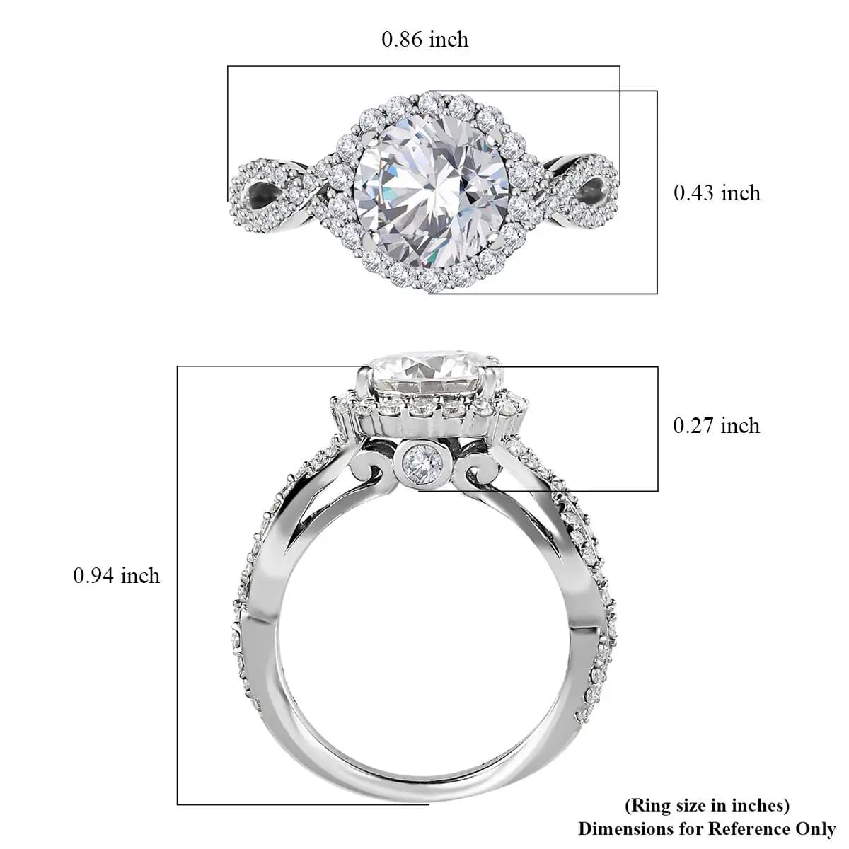 Moissanite Infinity Shank Ring in Platinum Over Sterling Silver 2.60 ctw image number 6