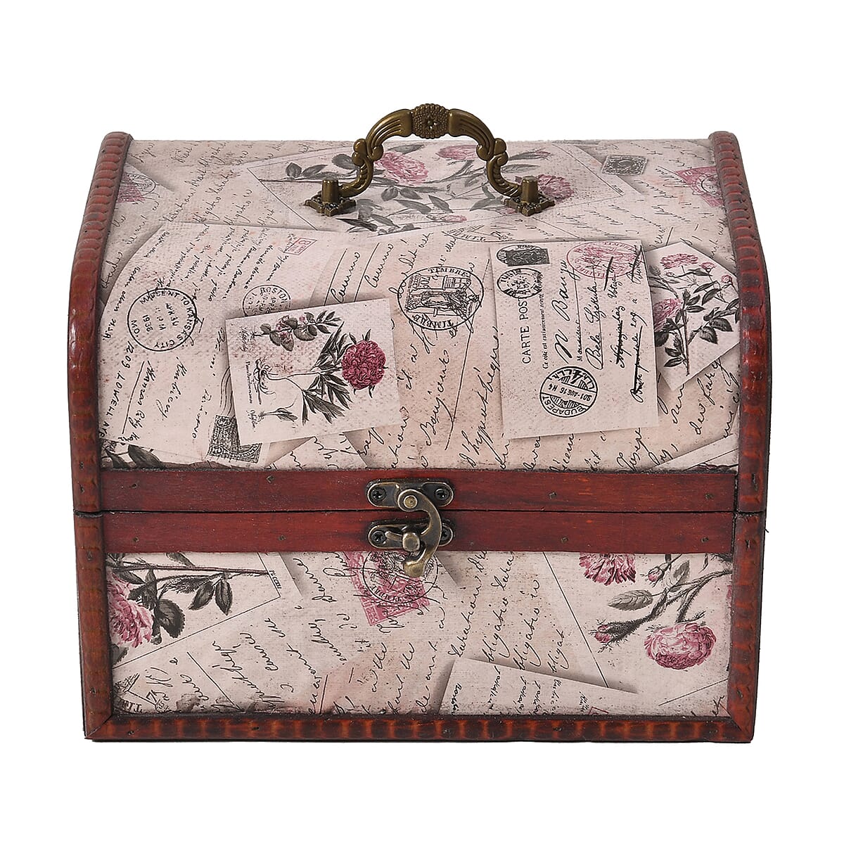 Set of 5 Cream Rose Embossed MDF and Faux Leather Mixing Exquisite Jewelry Chest Box image number 1