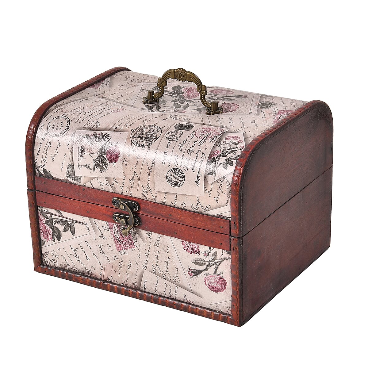 Set of 5 Cream Rose Embossed MDF and Faux Leather Mixing Exquisite Jewelry Chest Box image number 2