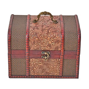 Set of 5 Brown Floral Embossed MDF and Faux Leather Mixing Exquisite Jewelry Chest Box