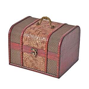 Set of 5 Brown Floral Embossed MDF and Faux Leather Mixing Exquisite Jewelry Chest Box