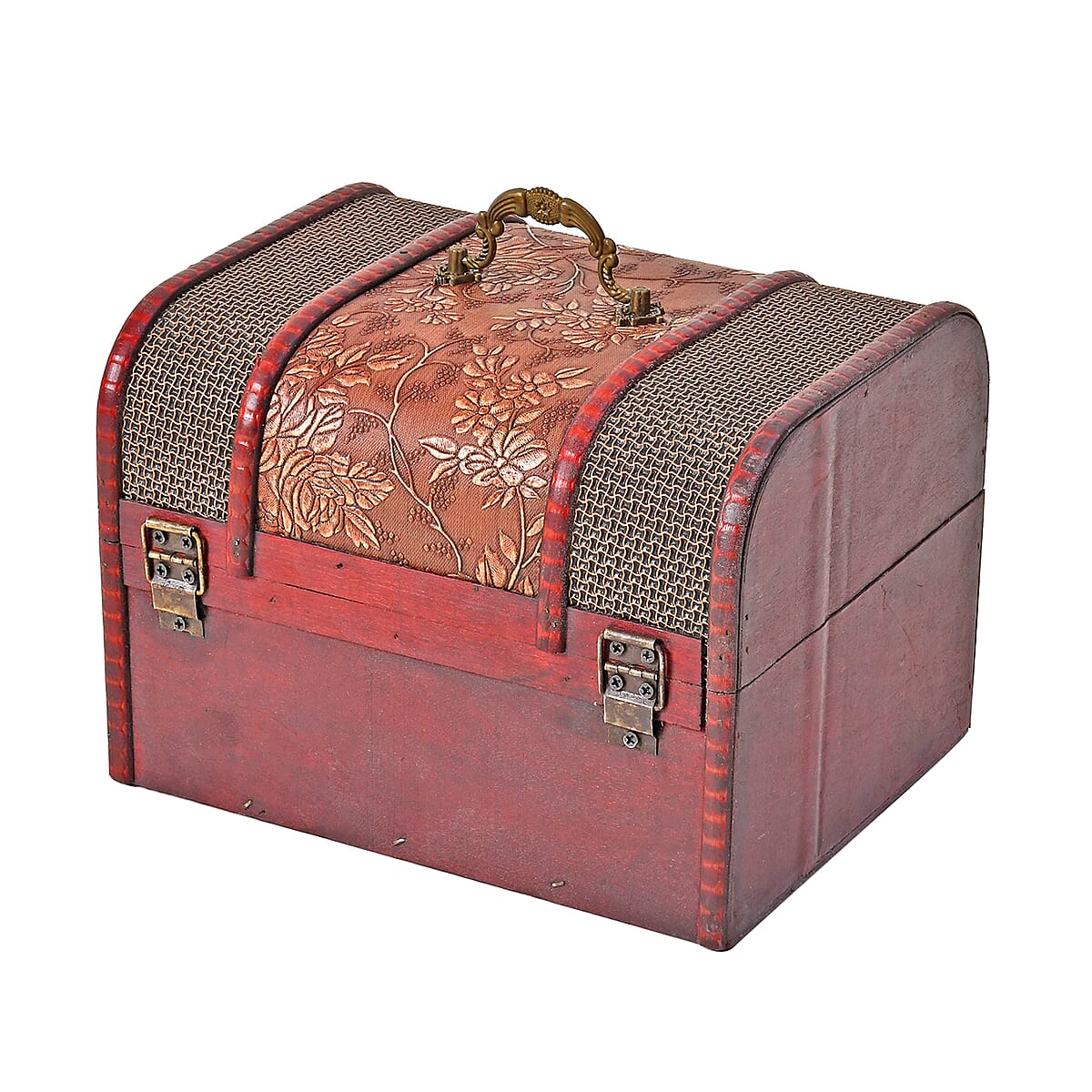 Set of 5 Brown Floral Embossed MDF and Faux Leather Mixing Exquisite Jewelry Chest Box image number 3