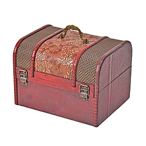 Set of 5 Brown Floral Embossed MDF and Faux Leather Mixing Exquisite Jewelry Chest Box