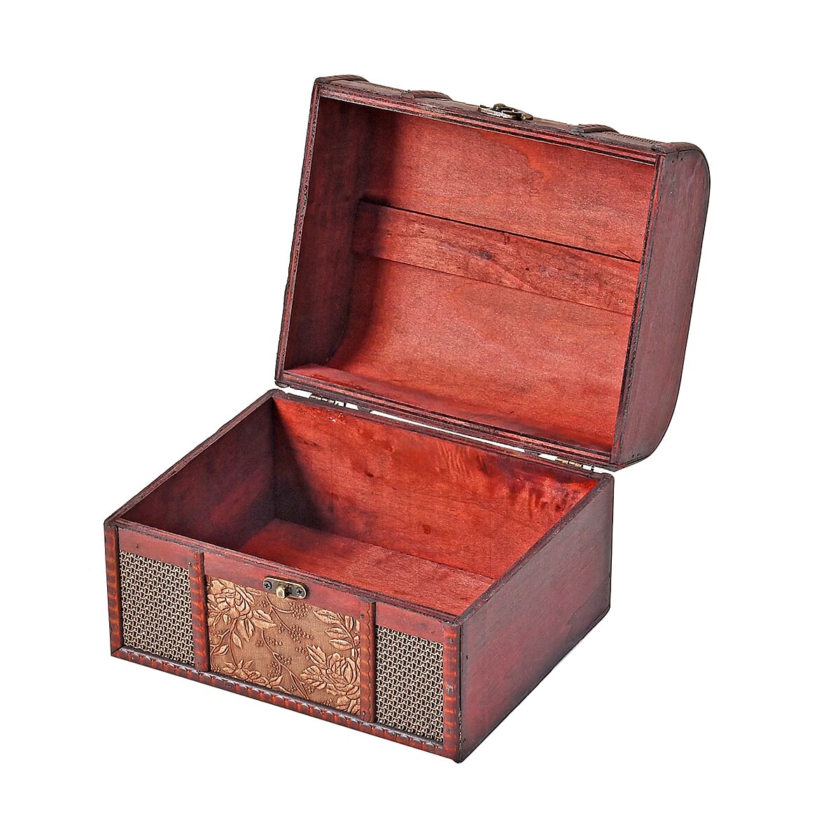 Set of 5 Brown Floral Embossed MDF and Faux Leather Mixing Exquisite Jewelry Chest Box image number 4