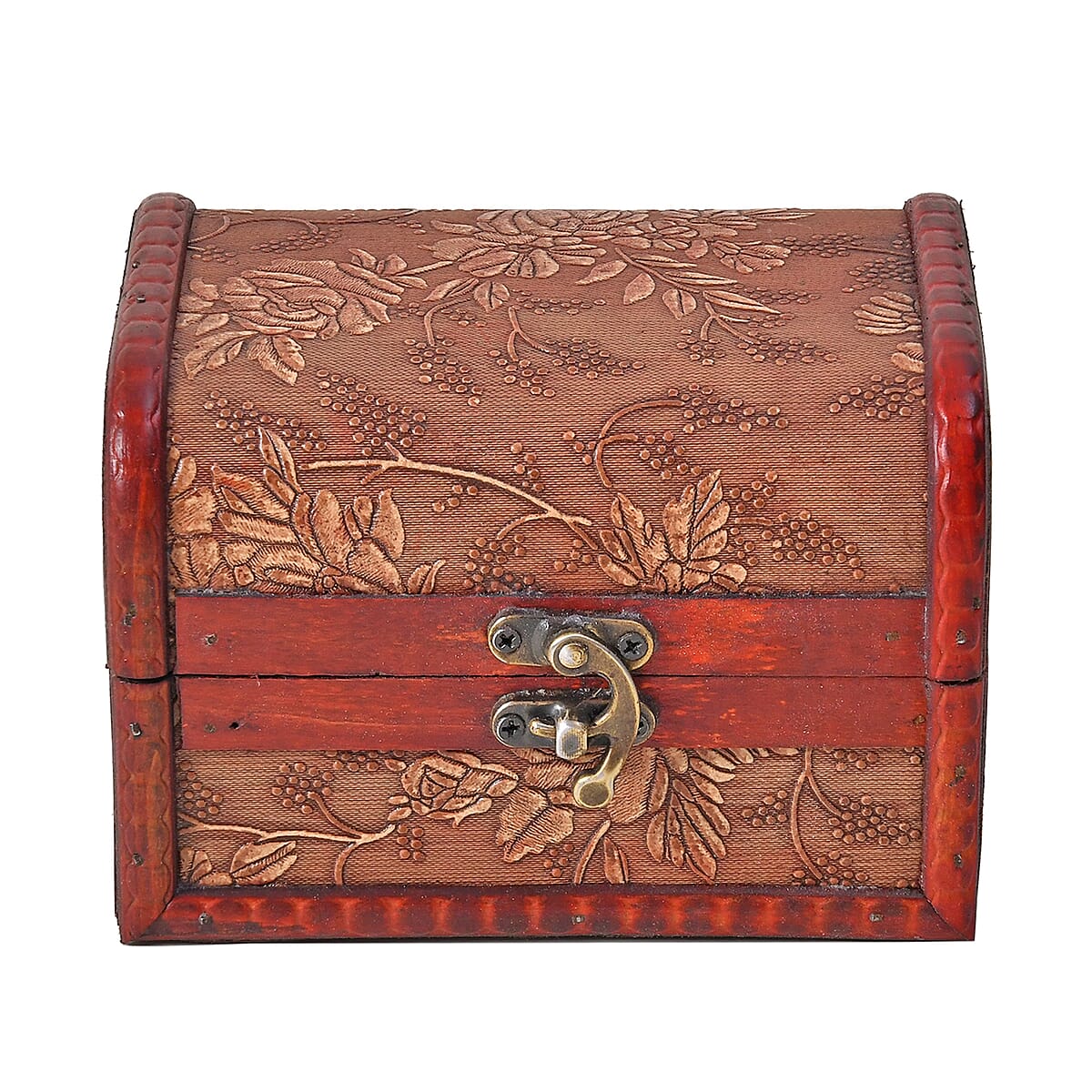 Set of 5 Brown Floral Embossed MDF and Faux Leather Mixing Exquisite Jewelry Chest Box image number 5