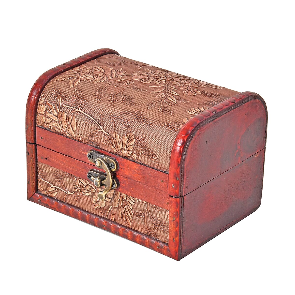 Set of 5 Brown Floral Embossed MDF and Faux Leather Mixing Exquisite Jewelry Chest Box image number 6