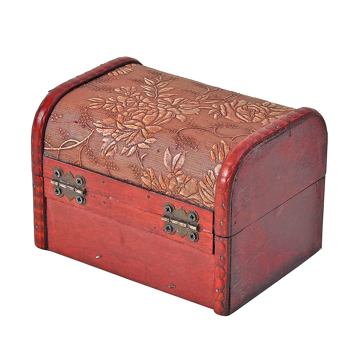 Set of 5 Brown Floral Embossed MDF and Faux Leather Mixing Exquisite Jewelry Chest Box image number 7