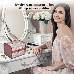 Set of 5 Silver Map Embossed MDF and Faux Leather Mixing Exquisit Jewelry Chest Box