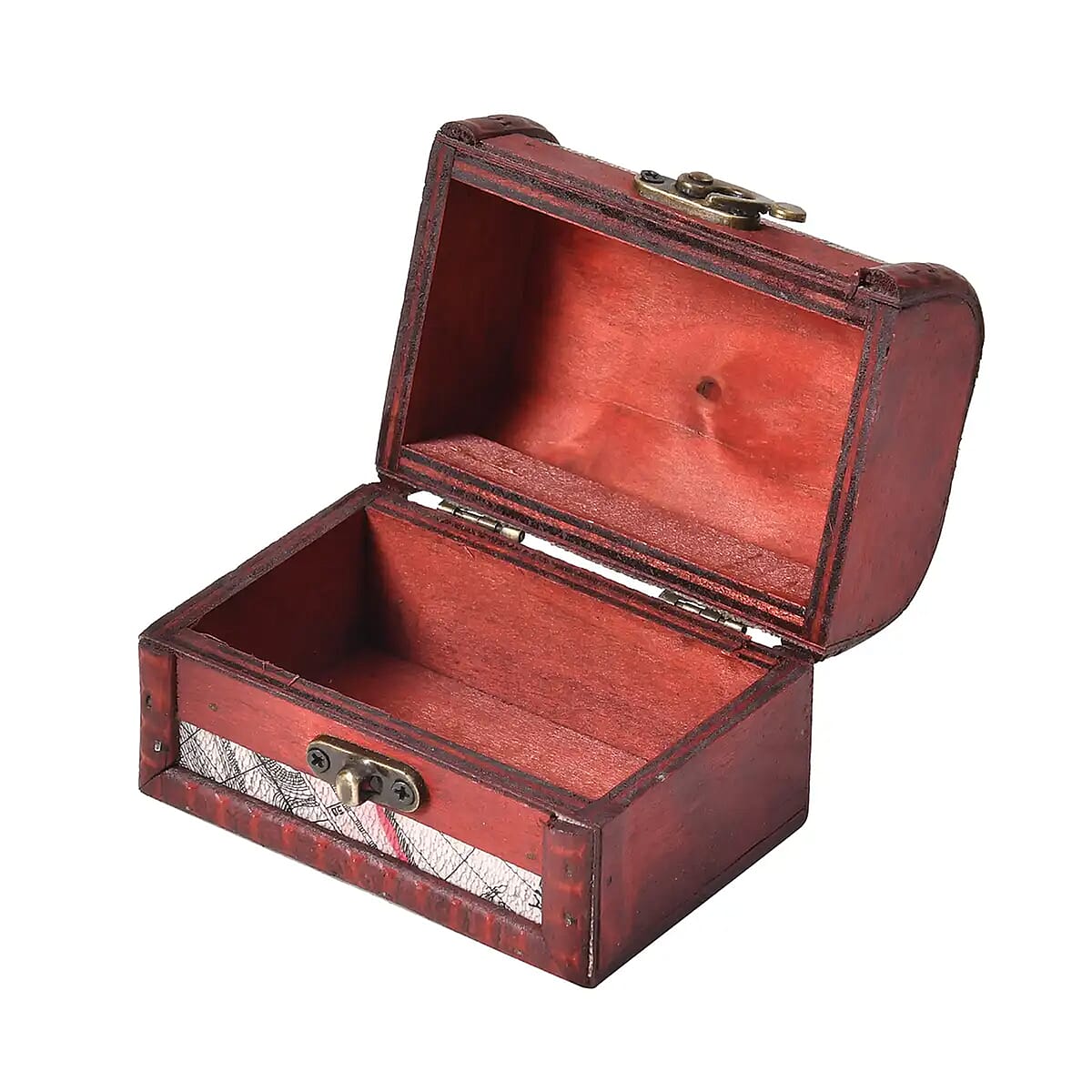 Set of 5 Silver Map Embossed MDF and Faux Leather Mixing Exquisit Jewelry Chest Box image number 6