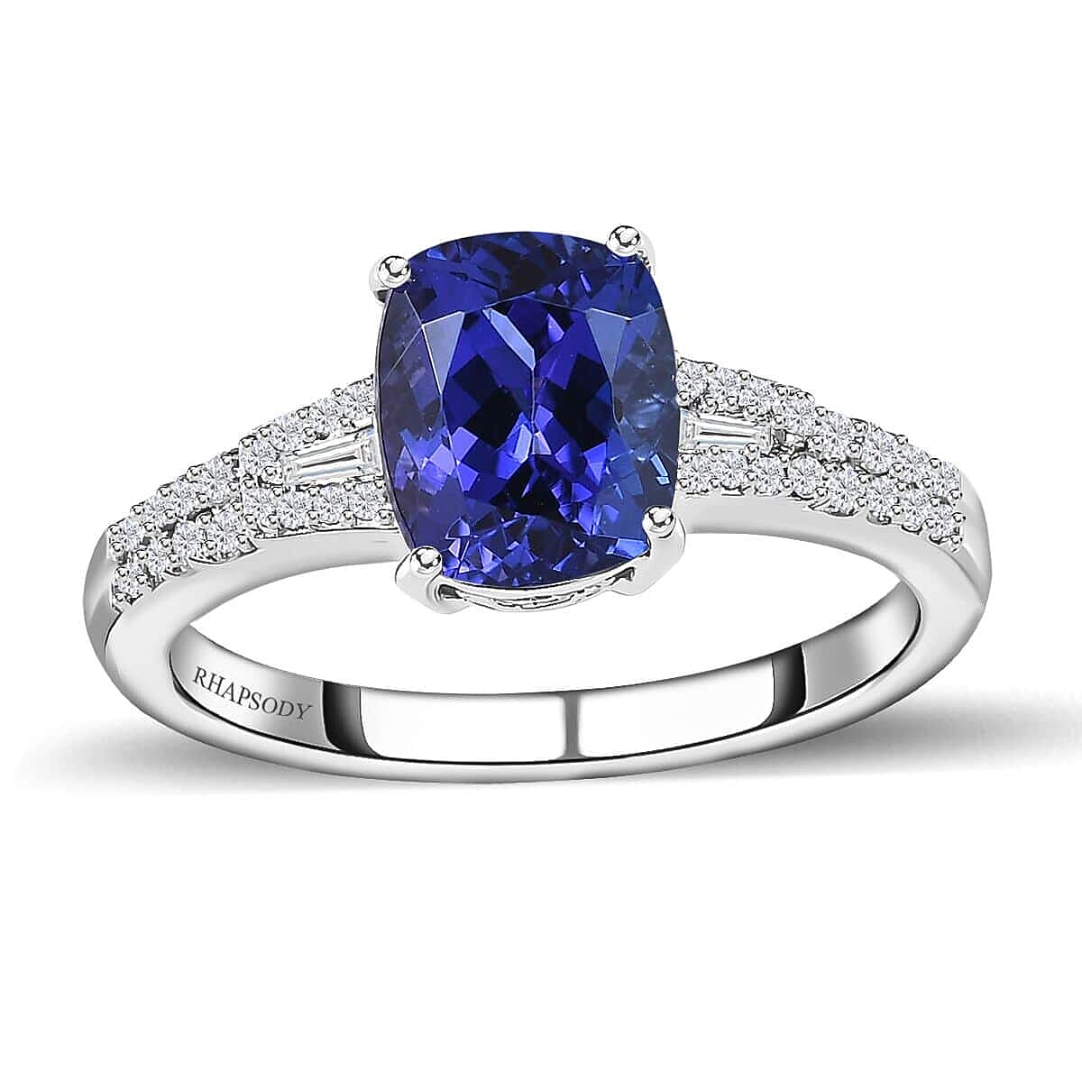 Rhapsody 950 Platinum AAAA Tanzanite and E-F VS Diamond Ring (Size 6.0) 3.15 ctw image number 0