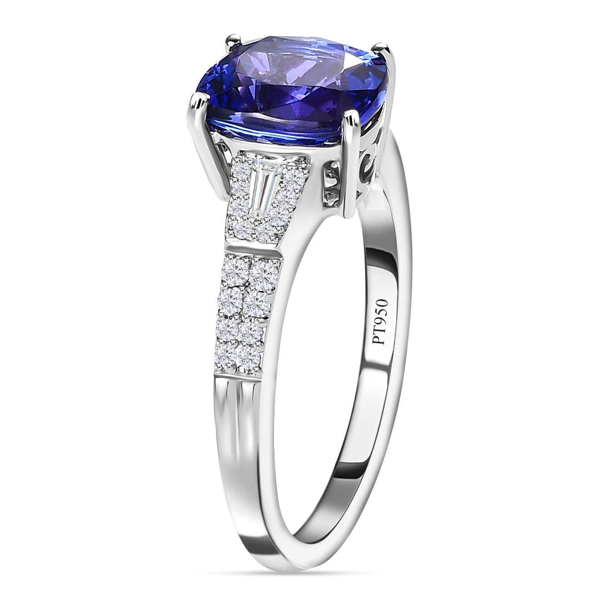 Rhapsody 950 Platinum AAAA Tanzanite and E-F VS Diamond Ring (Size 6.0) 3.15 ctw image number 3