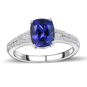 Rhapsody 950 Platinum AAAA Tanzanite and E-F VS Diamond Ring (Size 7.0) 4.80 Grams 3.15 ctw