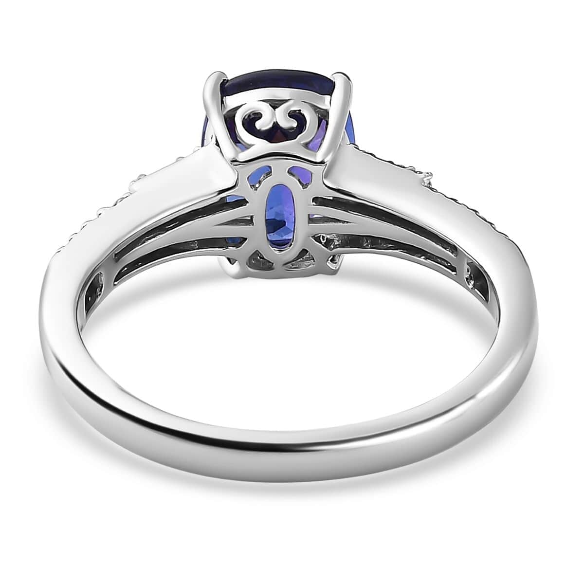 Rhapsody 950 Platinum AAAA Tanzanite and E-F VS Diamond Ring (Size 7.0) 4.80 Grams 3.15 ctw image number 4