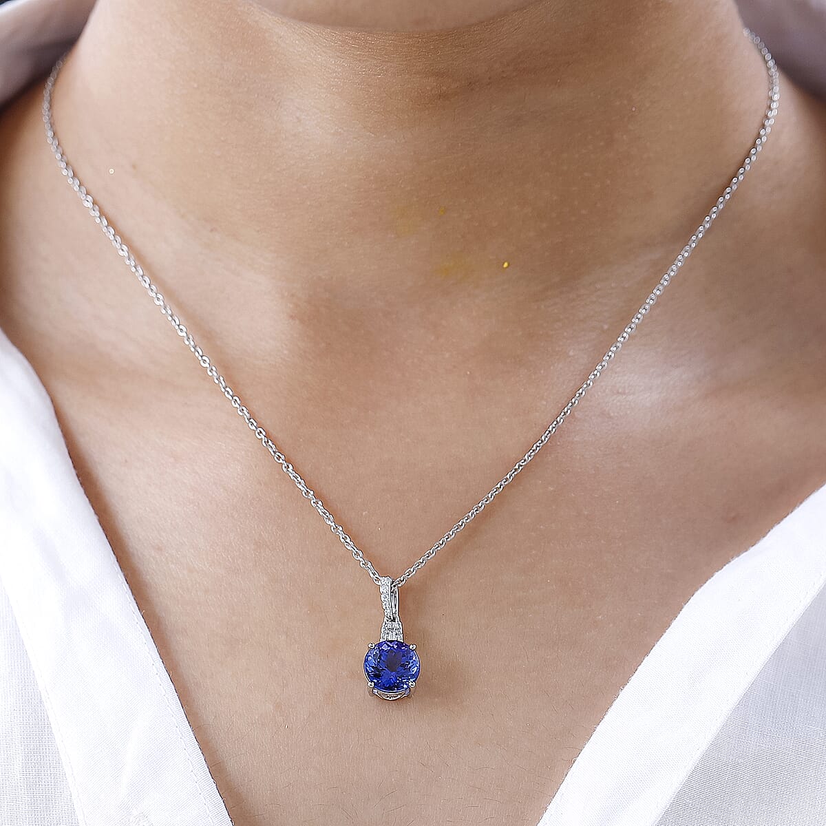 TLV Rhapsody 950 Platinum AAAA Tanzanite, Diamond (E-F, VS) Pendant 3.00 ctw image number 2