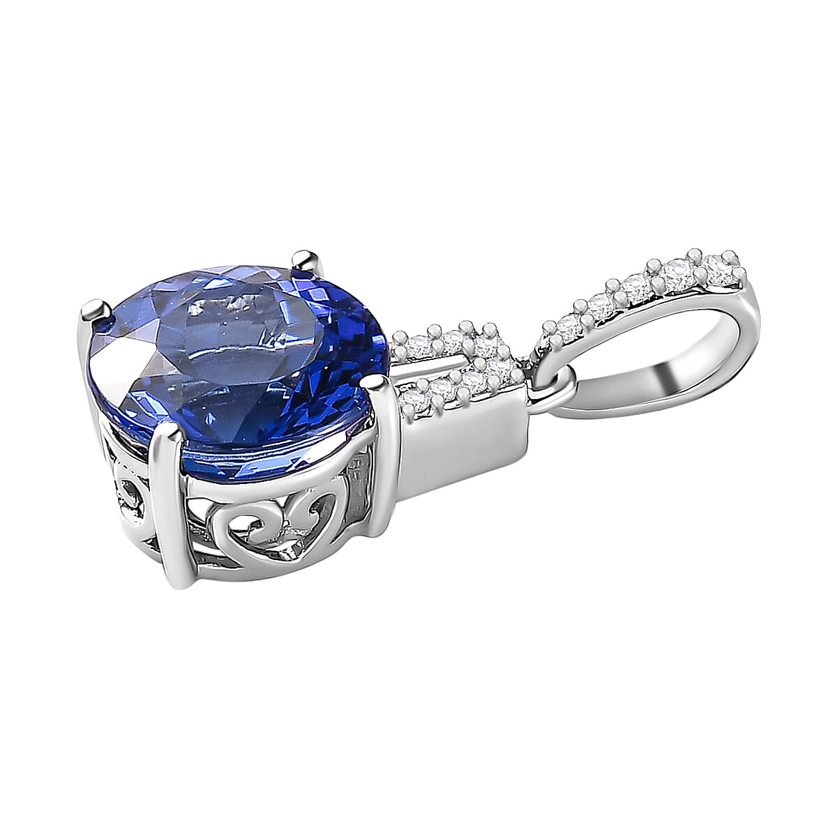 TLV Rhapsody 950 Platinum AAAA Tanzanite, Diamond (E-F, VS) Pendant 3.00 ctw image number 3