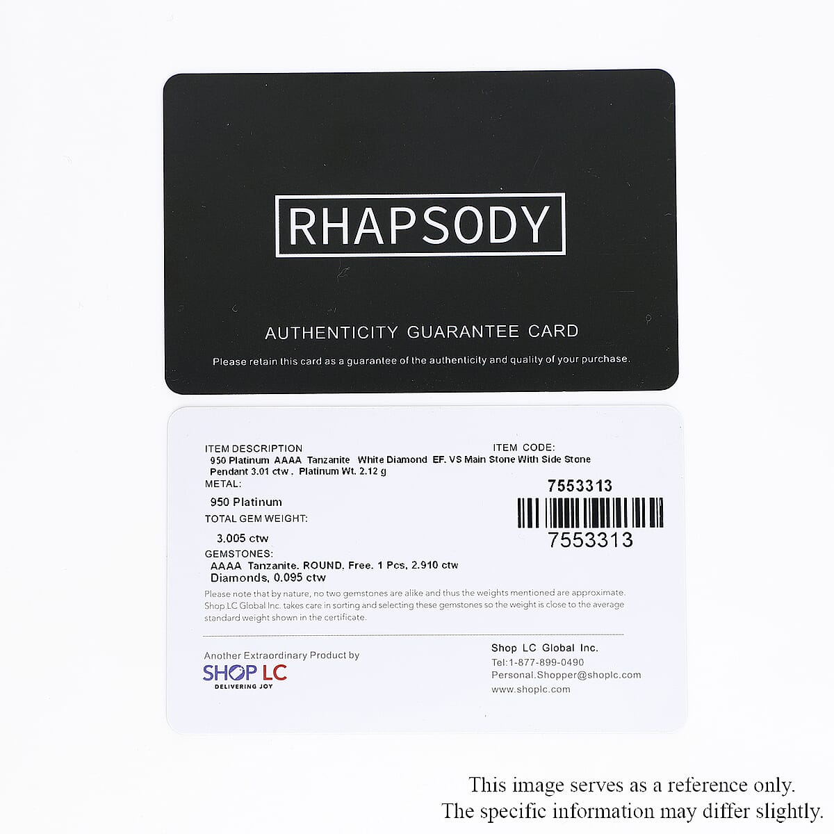 TLV Rhapsody 950 Platinum AAAA Tanzanite, Diamond (E-F, VS) Pendant 3.00 ctw image number 6