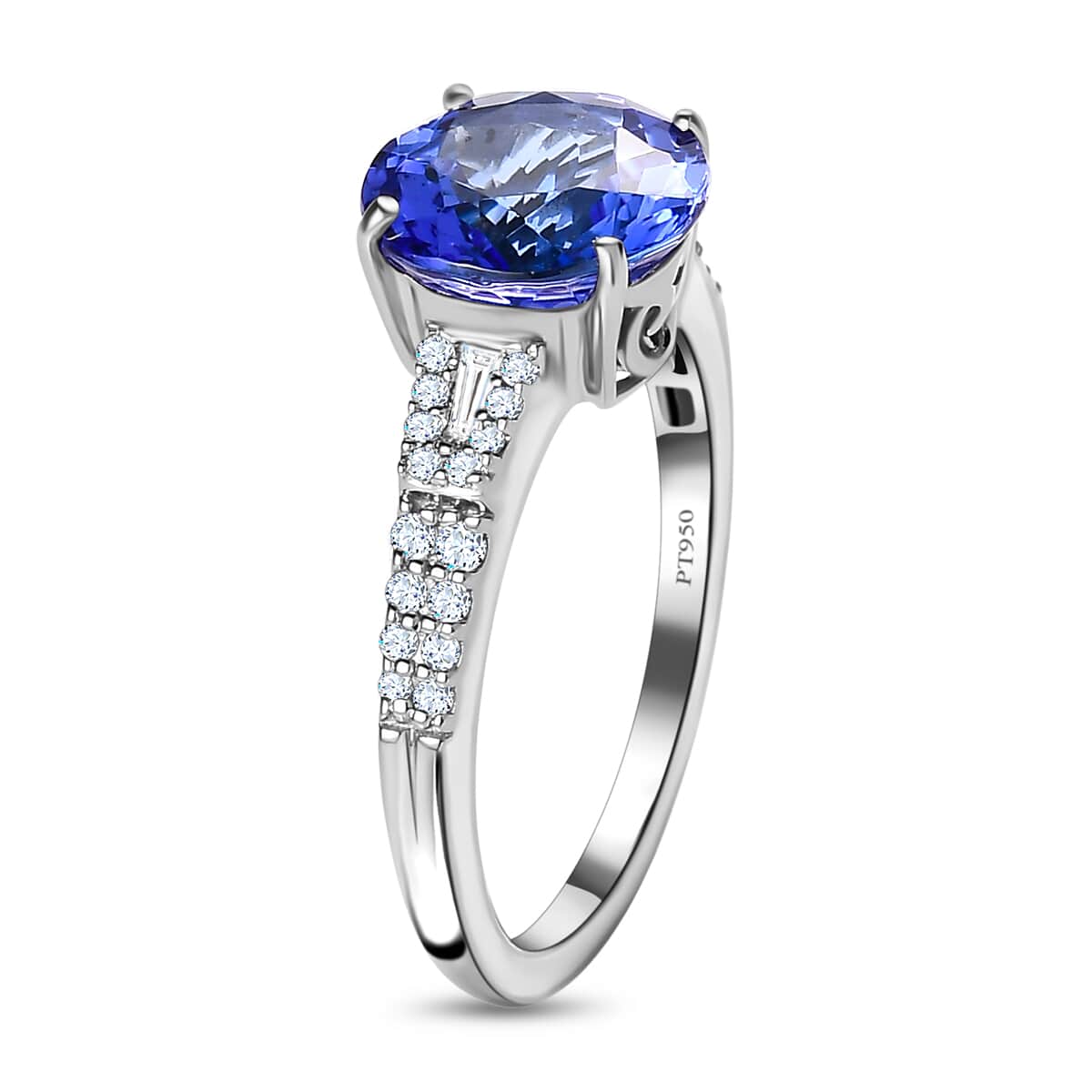 Rhapsody 950 Platinum AAAA Tanzanite and E-F VS Diamond Ring (Size 7.0) 4.90 Grams 3.20 ctw image number 3