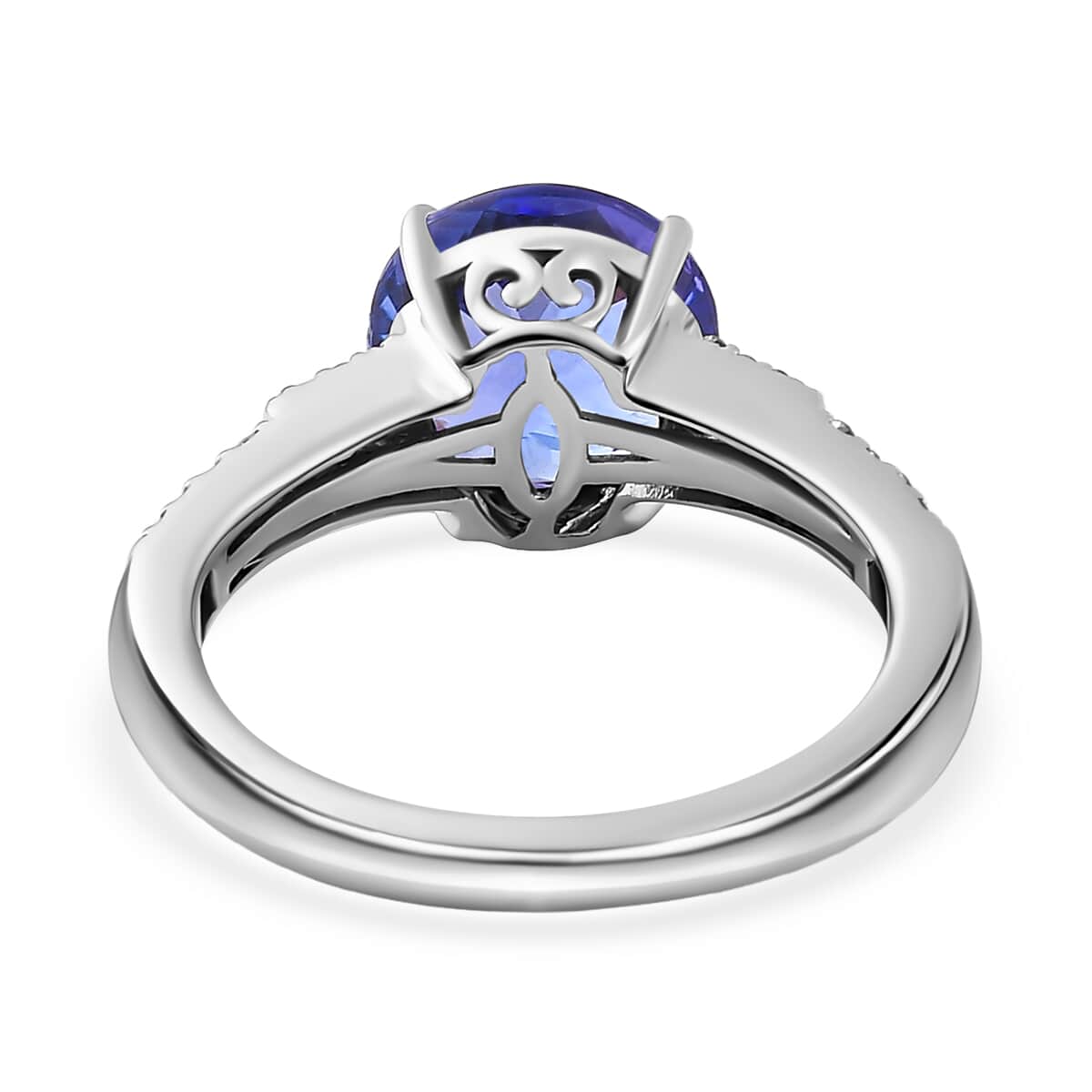 Rhapsody 950 Platinum AAAA Tanzanite and E-F VS Diamond Ring (Size 7.0) 4.90 Grams 3.20 ctw image number 4