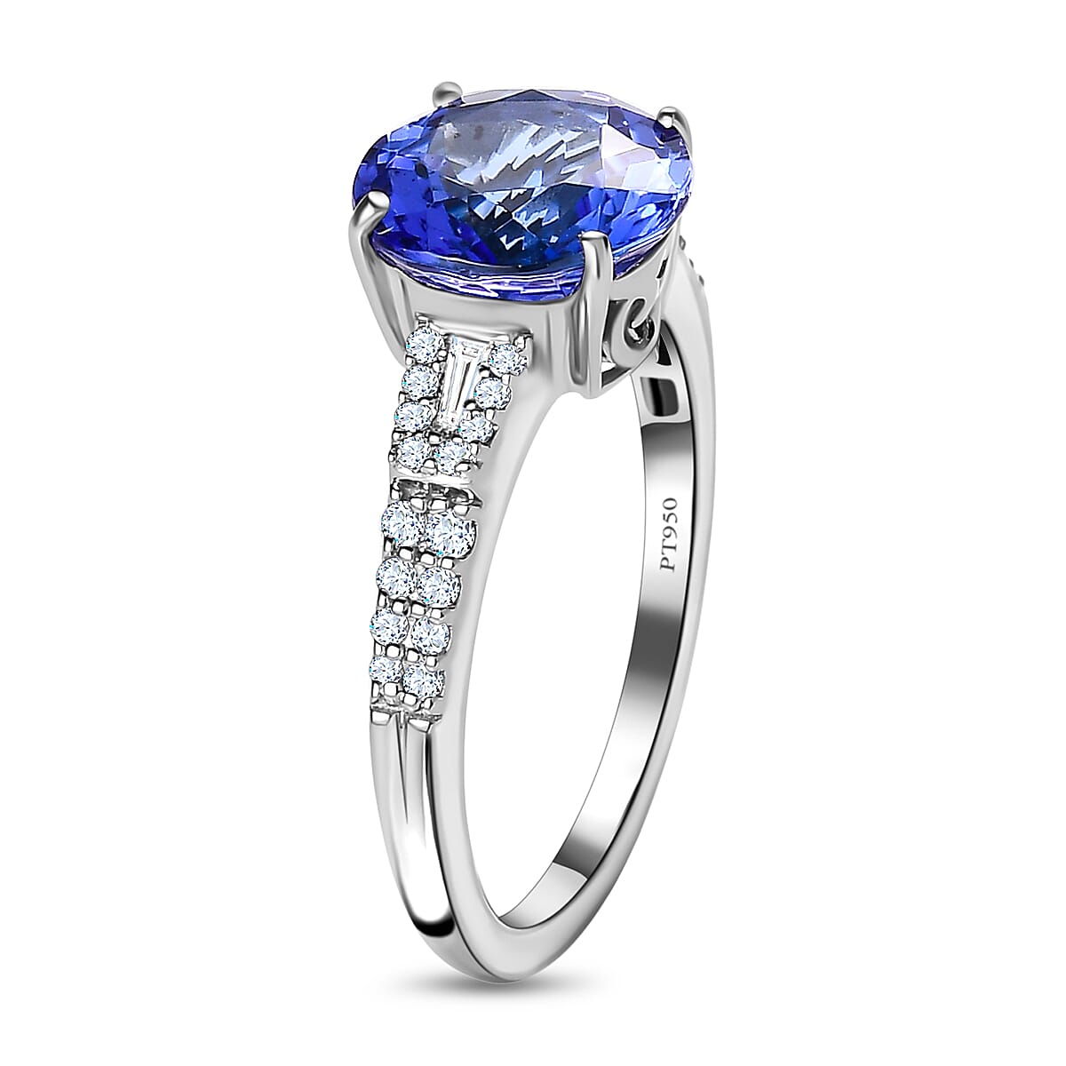 Rhapsody 950 Platinum AAAA Tanzanite and E-F VS Diamond Ring (Size 8.0) 4.90 Grams 3.20 ctw image number 3