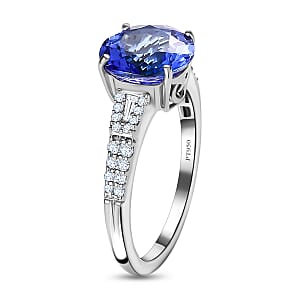 Rhapsody 950 Platinum AAAA Tanzanite and E-F VS Diamond Ring (Size 8.0) 4.90 Grams 3.20 ctw