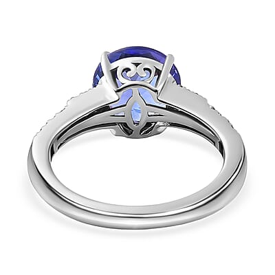 Rhapsody 950 Platinum AAAA Tanzanite and E-F VS Diamond Ring (Size 8.0) 4.90 Grams 3.20 ctw