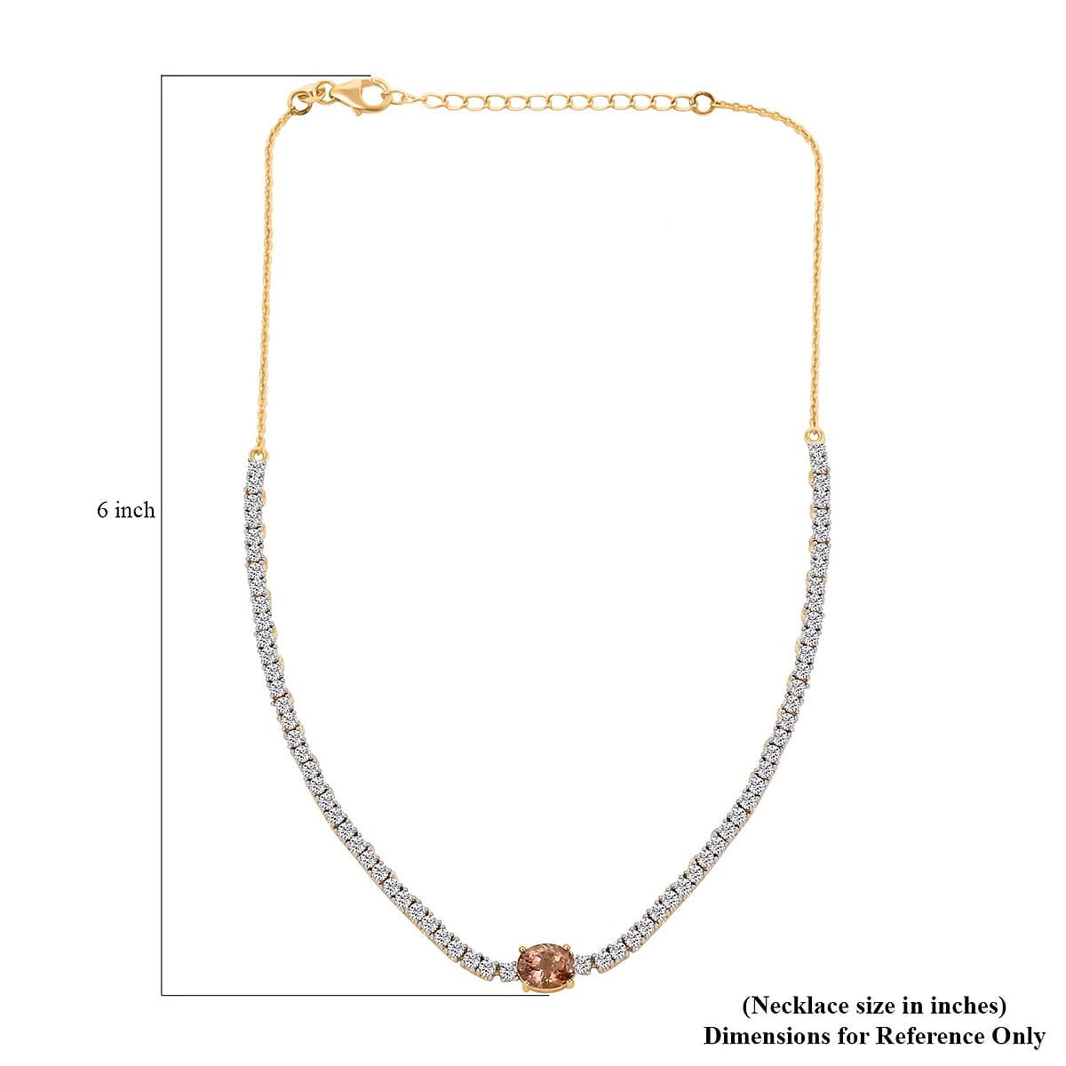 Blush Tourmaline and White Zircon Choker Necklace 13-15 Inches in Vermeil Yellow Gold Over Sterling Silver 8.50 ctw image number 5