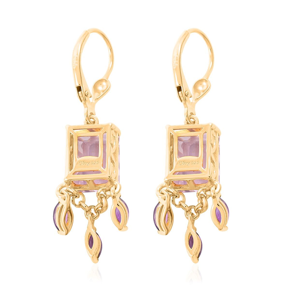 AAA Rose De France Amethyst and Amethyst Chandelier Statement Earring in Vermeil Yellow Gold Over Sterling Silver 7.20 ctw